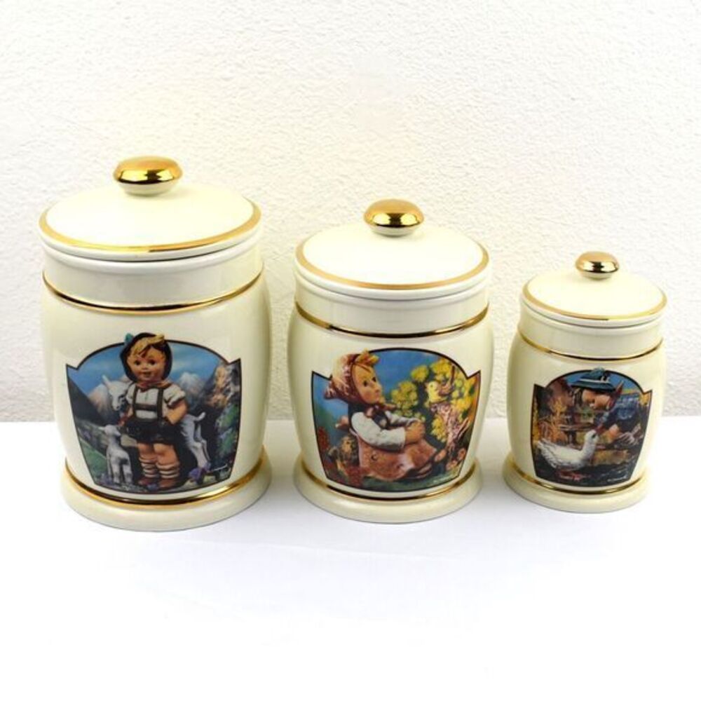 The‎ M.J. Hummel Set of 3 Canisters Vintage Gently Used Condition